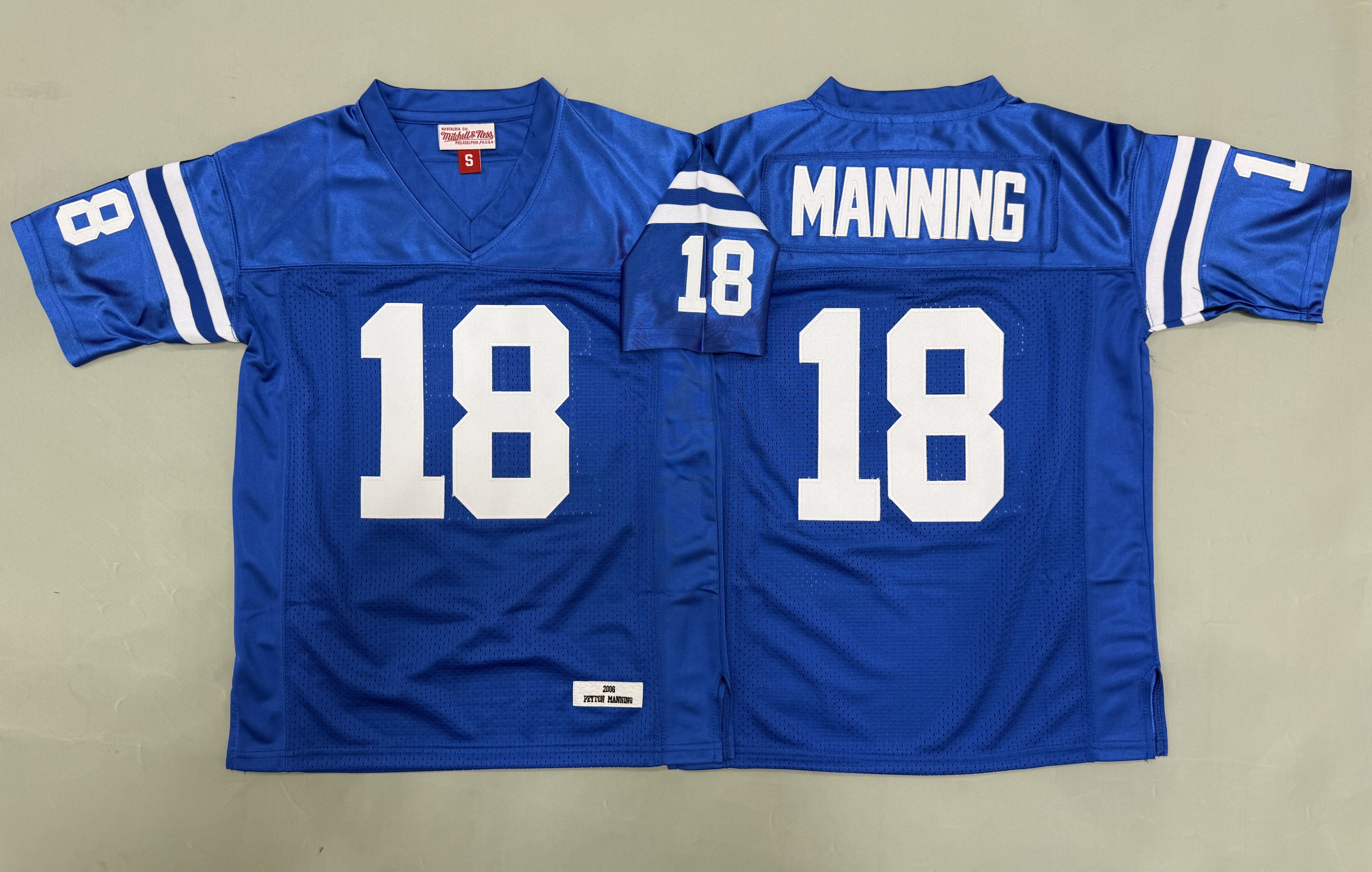 Youth 2026 Indianapolis Colts #18 Manning Blue Throwback Limited NFL Jersey style 02